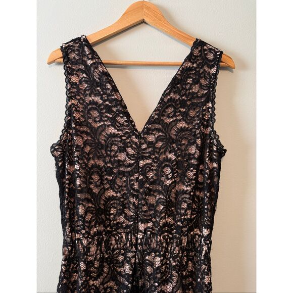 Boston Proper Size 10 All Over Lace Jumpsuit Black Wide Leg Cocktail Party Glam - Picture 11 of 16